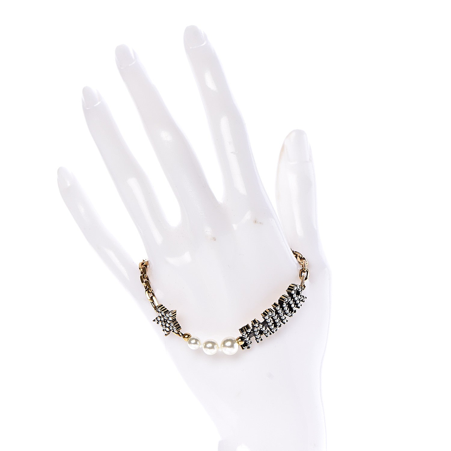 Christian Dior Metal Crystal Pearl J'Adior Bracelet Gold 2 of 4