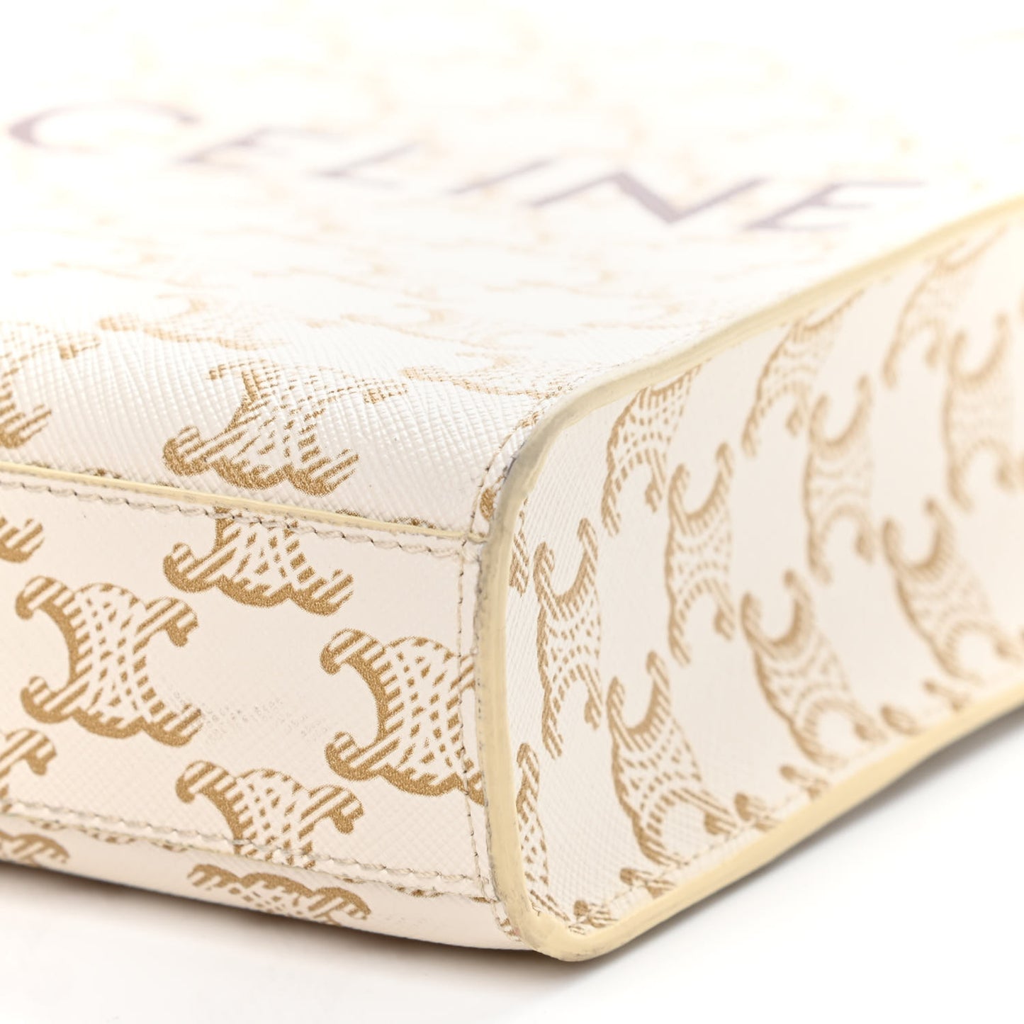 Triomphe Canvas Calfskin Mini Vertical Cabas White