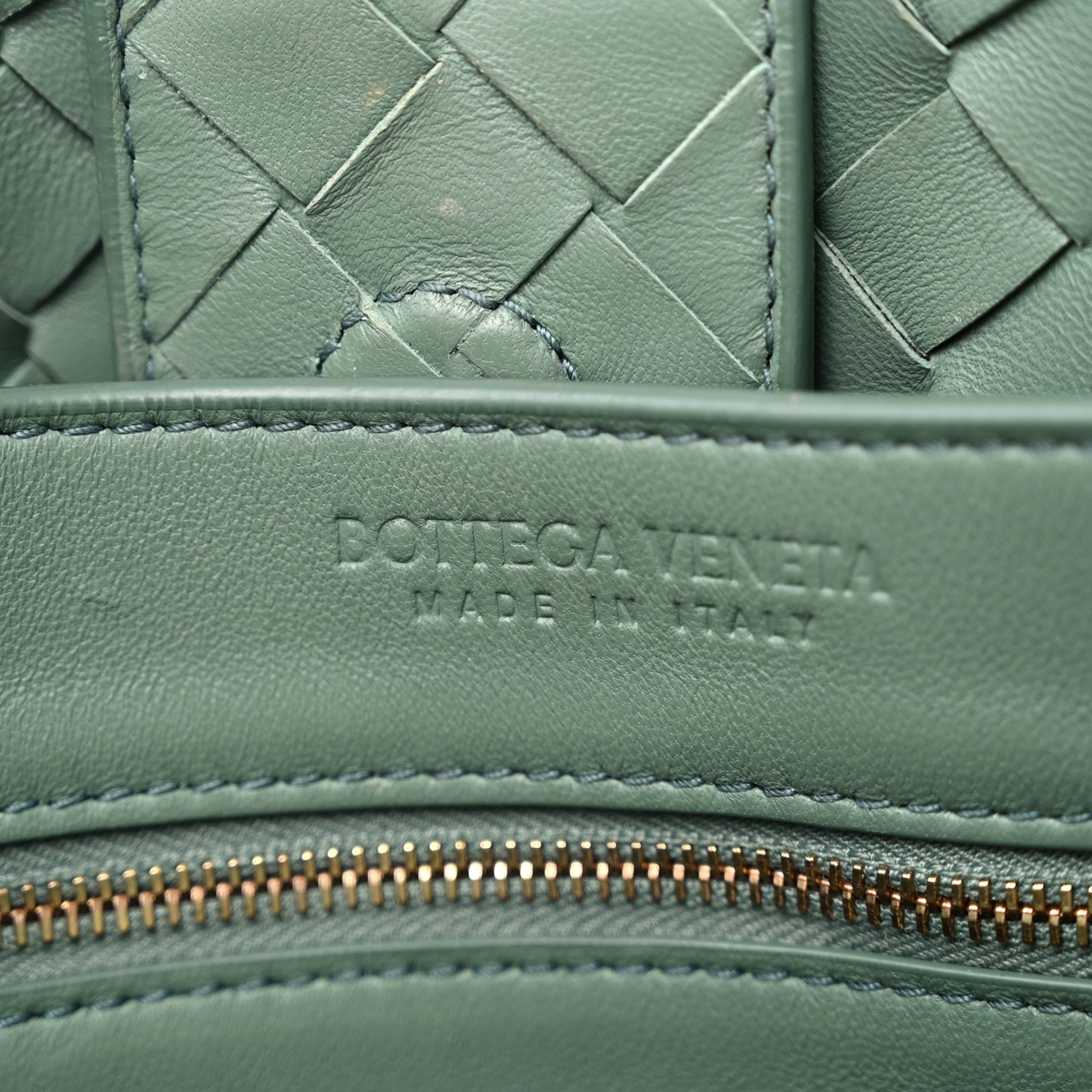 Nappa Intrecciato Medium Andiamo Shoulder Bag Aloe