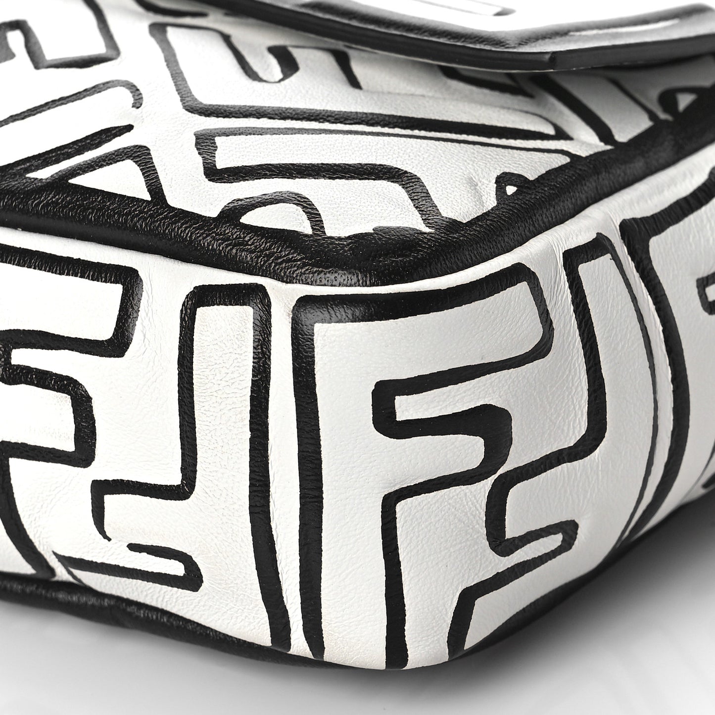 X JOSHUA VIDES Nappa FF Embossed Baguette White Black