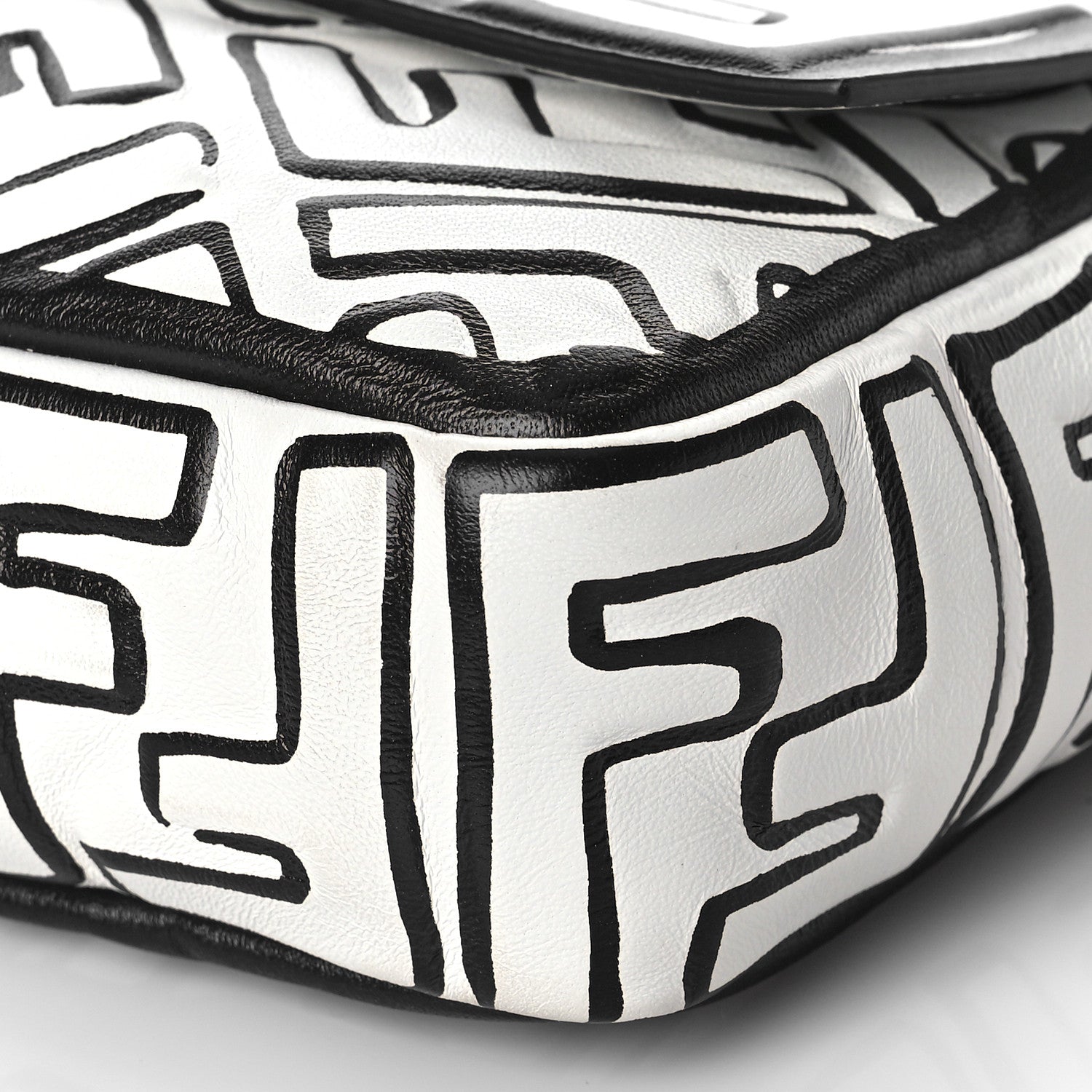 Fendi X JOSHUA VIDES Nappa FF Embossed Baguette White Black 8 of 9
