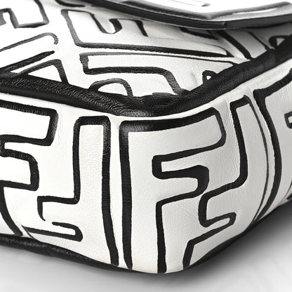 Fendi X JOSHUA VIDES Nappa FF Embossed Baguette White Black 8 of 9