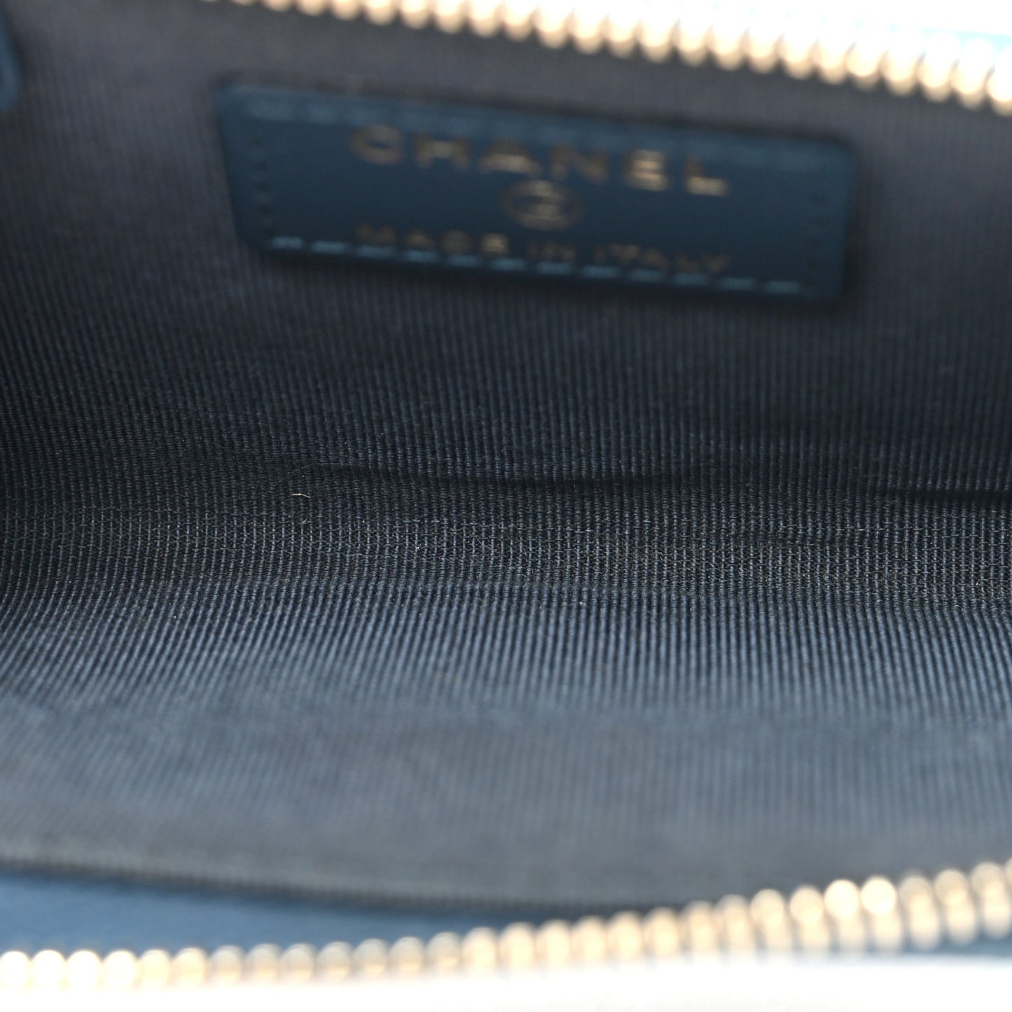 Caviar Quilted Zipped Key Holder Case Navy