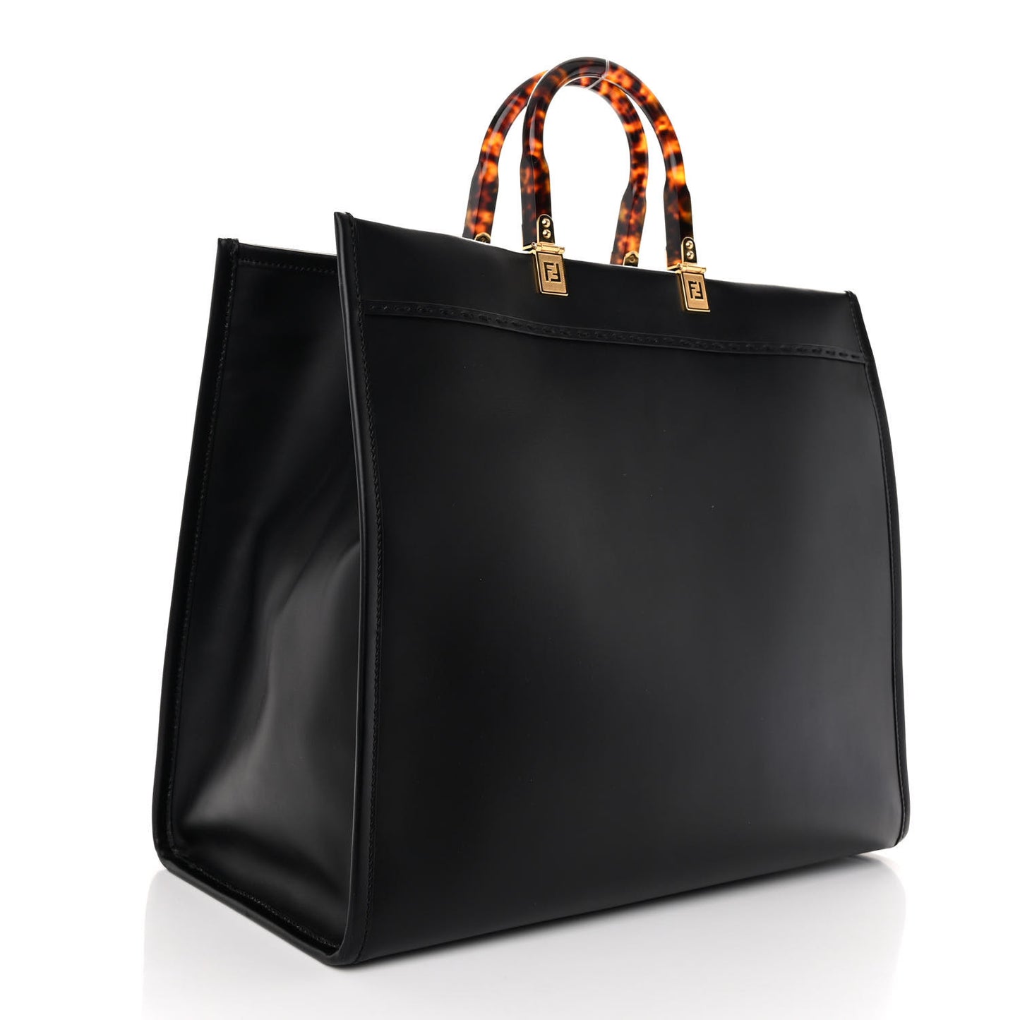 Vitello King Plexiglass Large Fendi Sunshine Shopper Tote Black