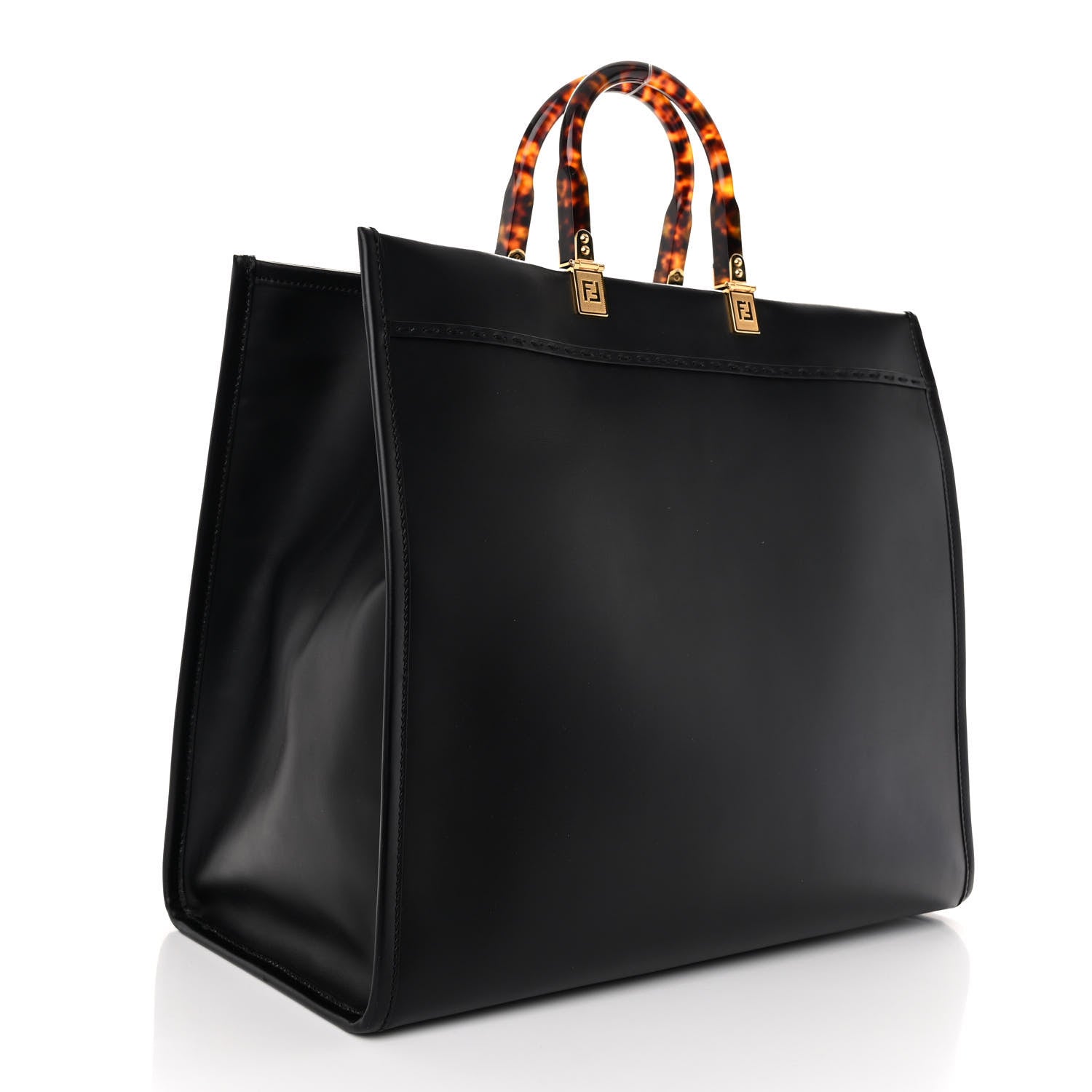 Fendi Vitello King Plexiglass Large Fendi Sunshine Shopper Tote Black 3 of 10