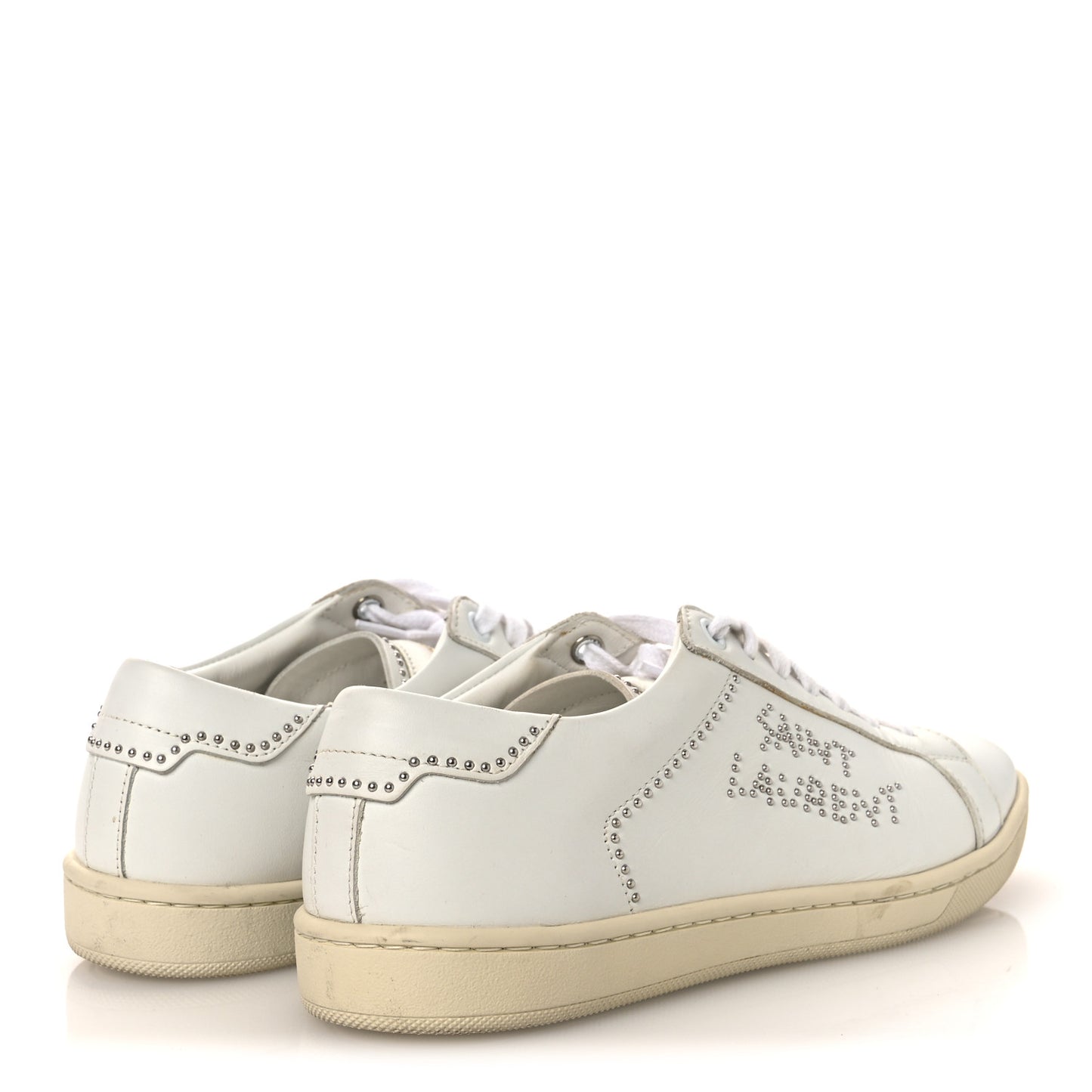 Calfskin Studded SL/08 Low Top Sneakers 37.5 White