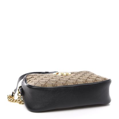 Gucci Monogram Matelasse Diagonal Small GG Marmont Chain Shoulder Bag Beige Black 4 of 13
