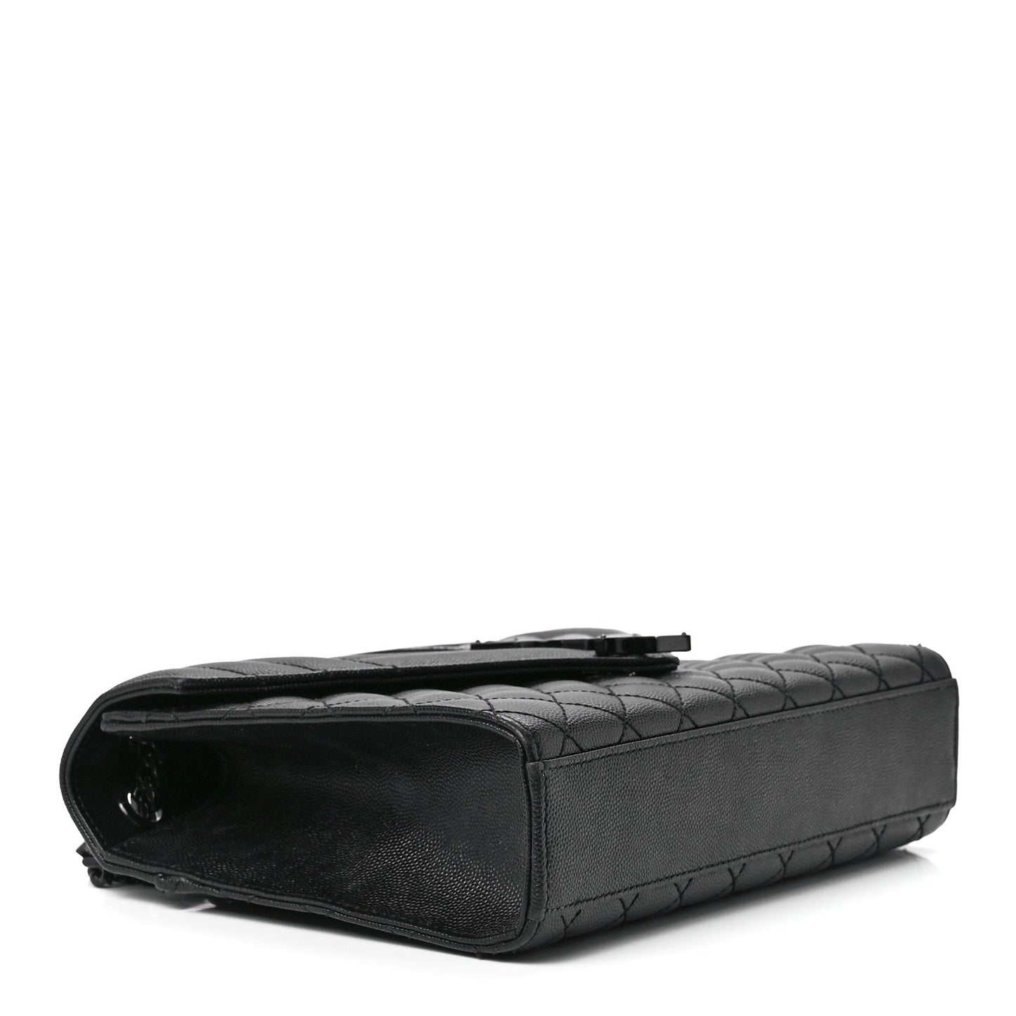Grain De Poudre Textured Mixed Matelasse Triquilt Medium Monogram Monochrome Satchel Black