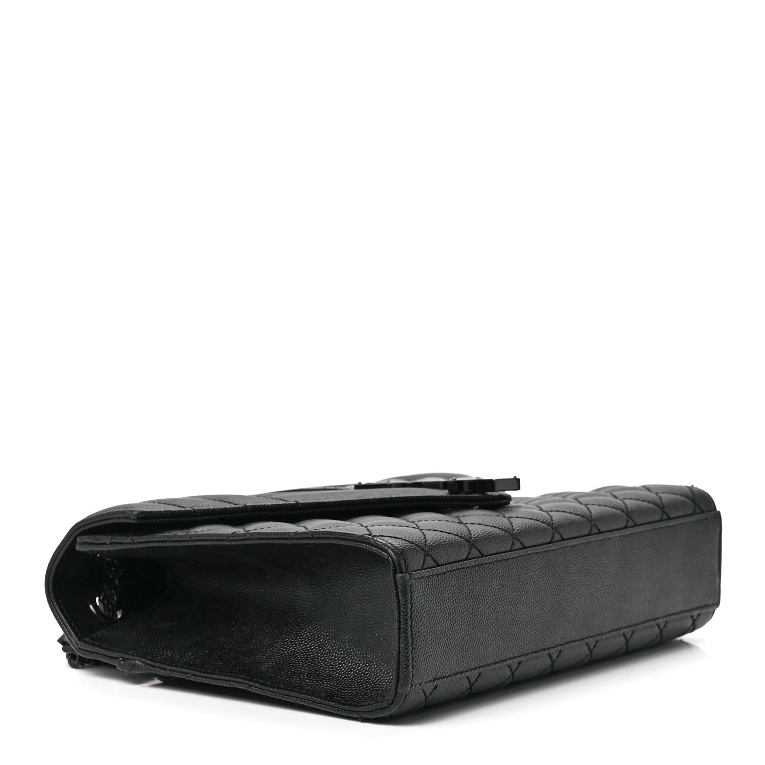 Saint Laurent Grain De Poudre Textured Mixed Matelasse Triquilt Medium Monogram Monochrome Satchel Black 4 of 12