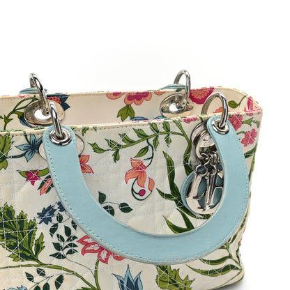 Christian Dior Canvas Cannage Floral Print Medium Lady Dior White Multicolor 15 of 19