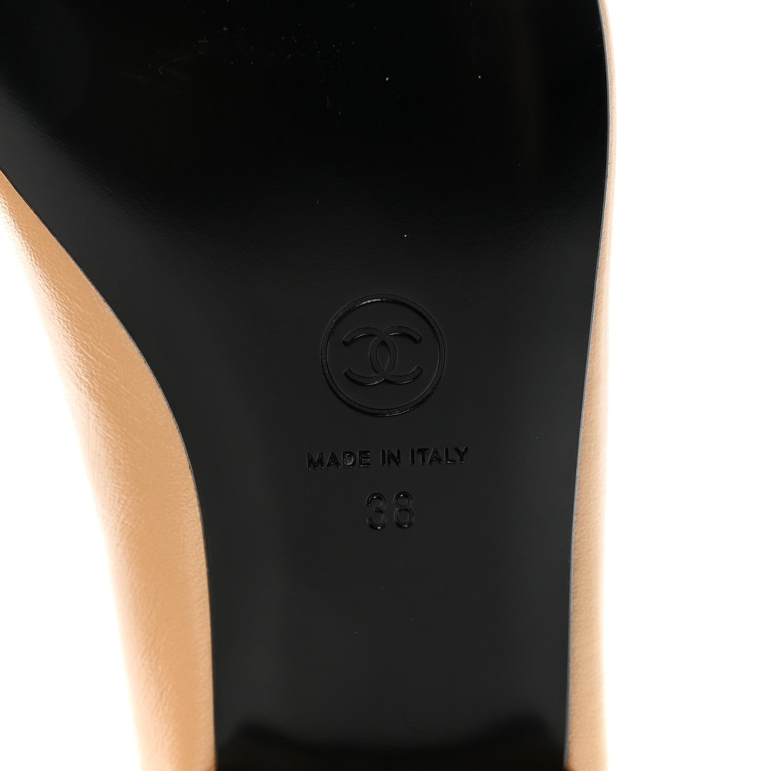 Chanel Lambskin Grosgrain Pointed Toe CC Ballet Flats 38 Beige Black 7 of 9