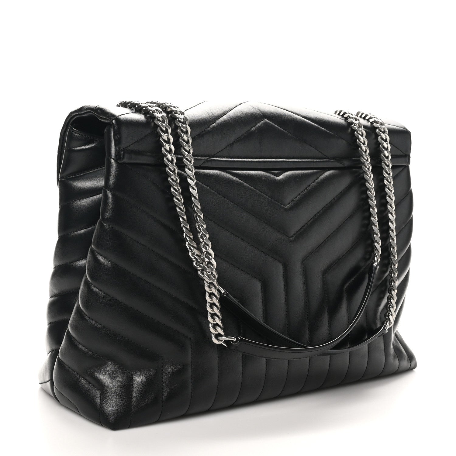Saint Laurent Calfskin Y Quilted Monogram Large Loulou Chain Satchel Black 2 of 10