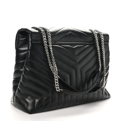 Saint Laurent Calfskin Y Quilted Monogram Large Loulou Chain Satchel Black 2 of 10