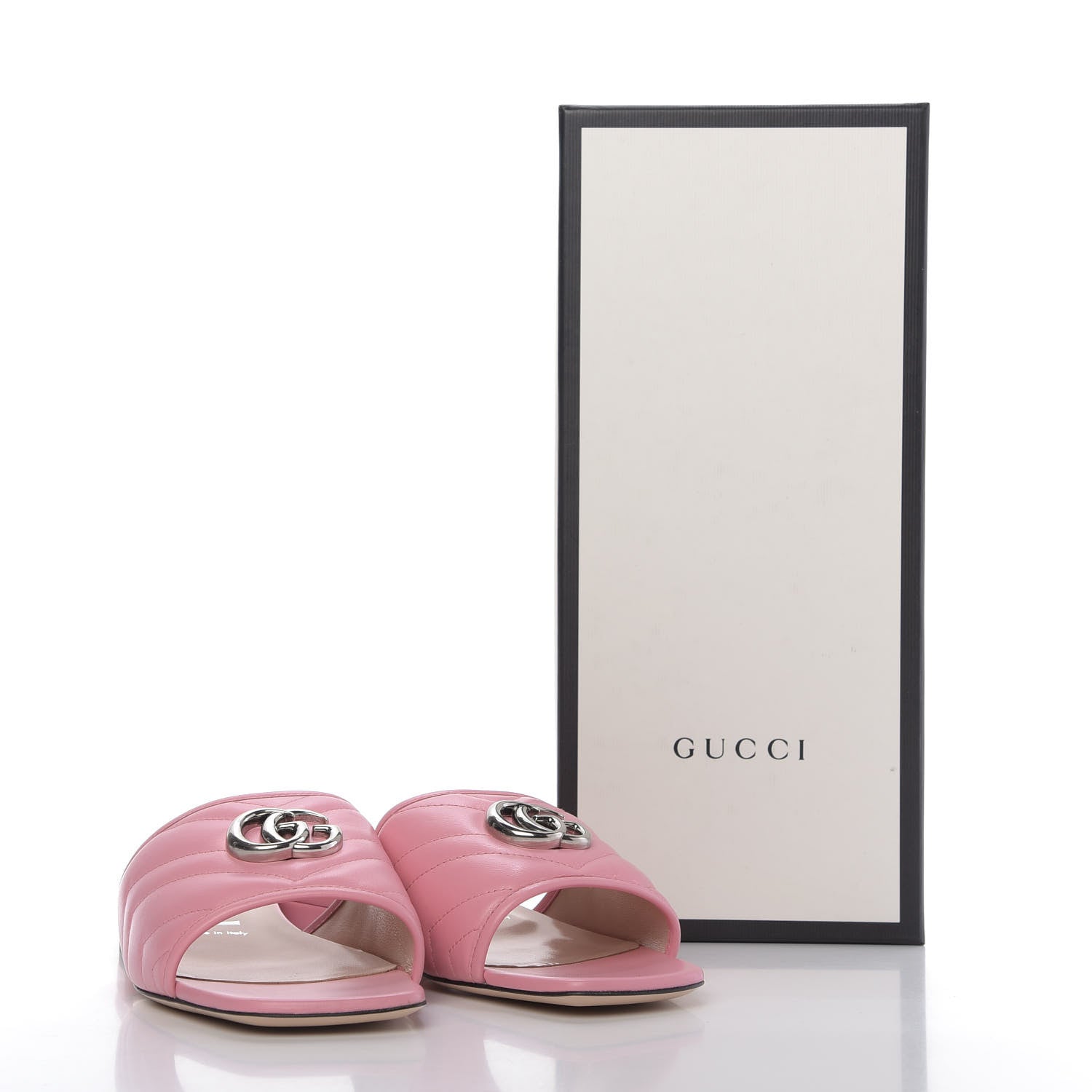 Gucci Nappa Matelasse GG Marmont Flat Slide Sandals 39 Wild Rose 10 of 10