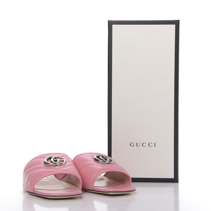 Gucci Nappa Matelasse GG Marmont Flat Slide Sandals 39 Wild Rose 10 of 10