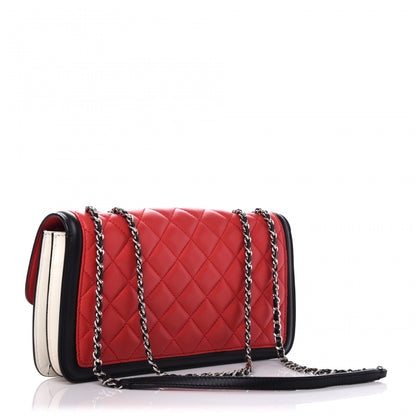 Chanel Lambskin Quilted Tri-Color Flap Red White Black 3 of 9