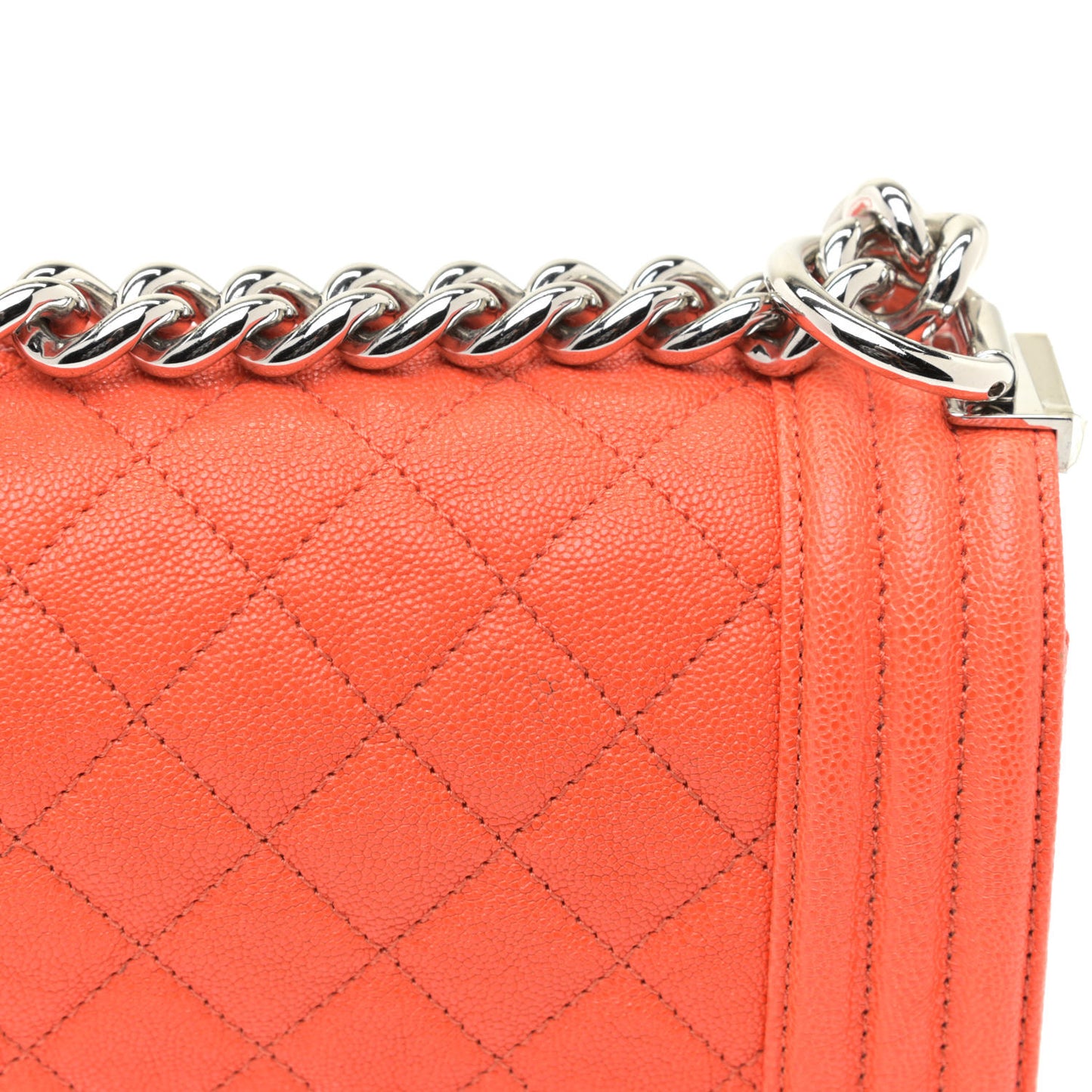 Caviar Quilted Small Boy Flap Orange