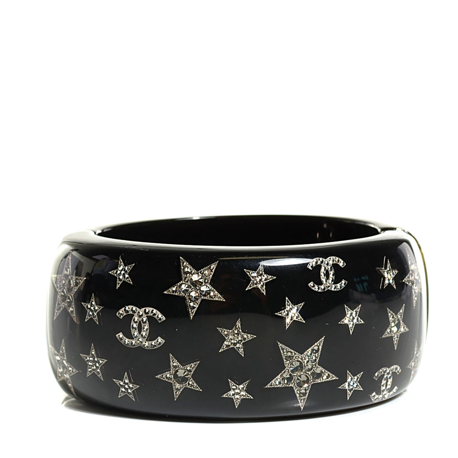 Chanel Resin Strass CC Stars Cuff Black 1 of 5