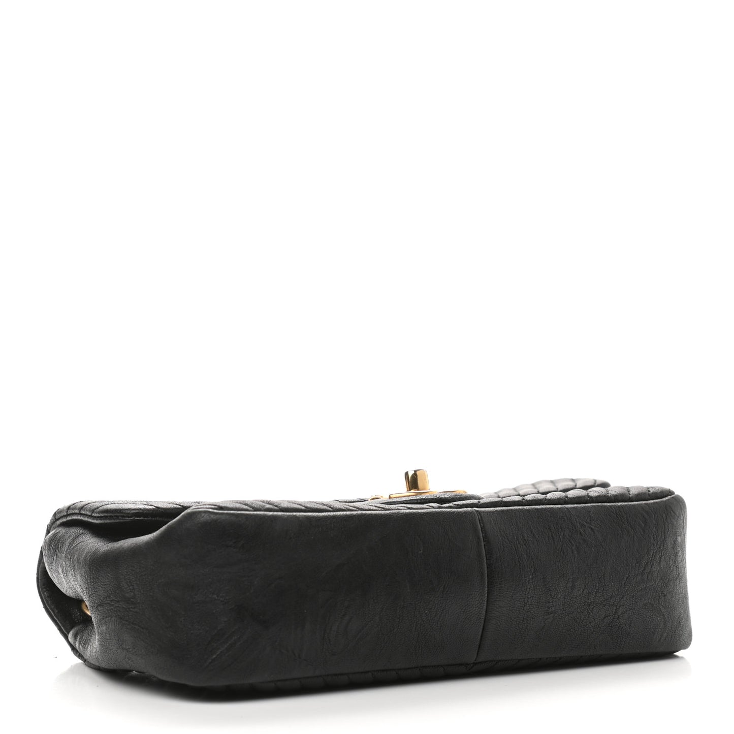 Calfskin Chevron Quilted Small Surpique Flap Black