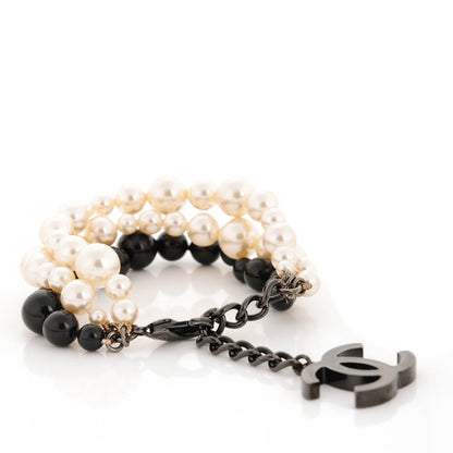 Chanel Pearl Bead CC Multistrand Bracelet Black 3 of 5