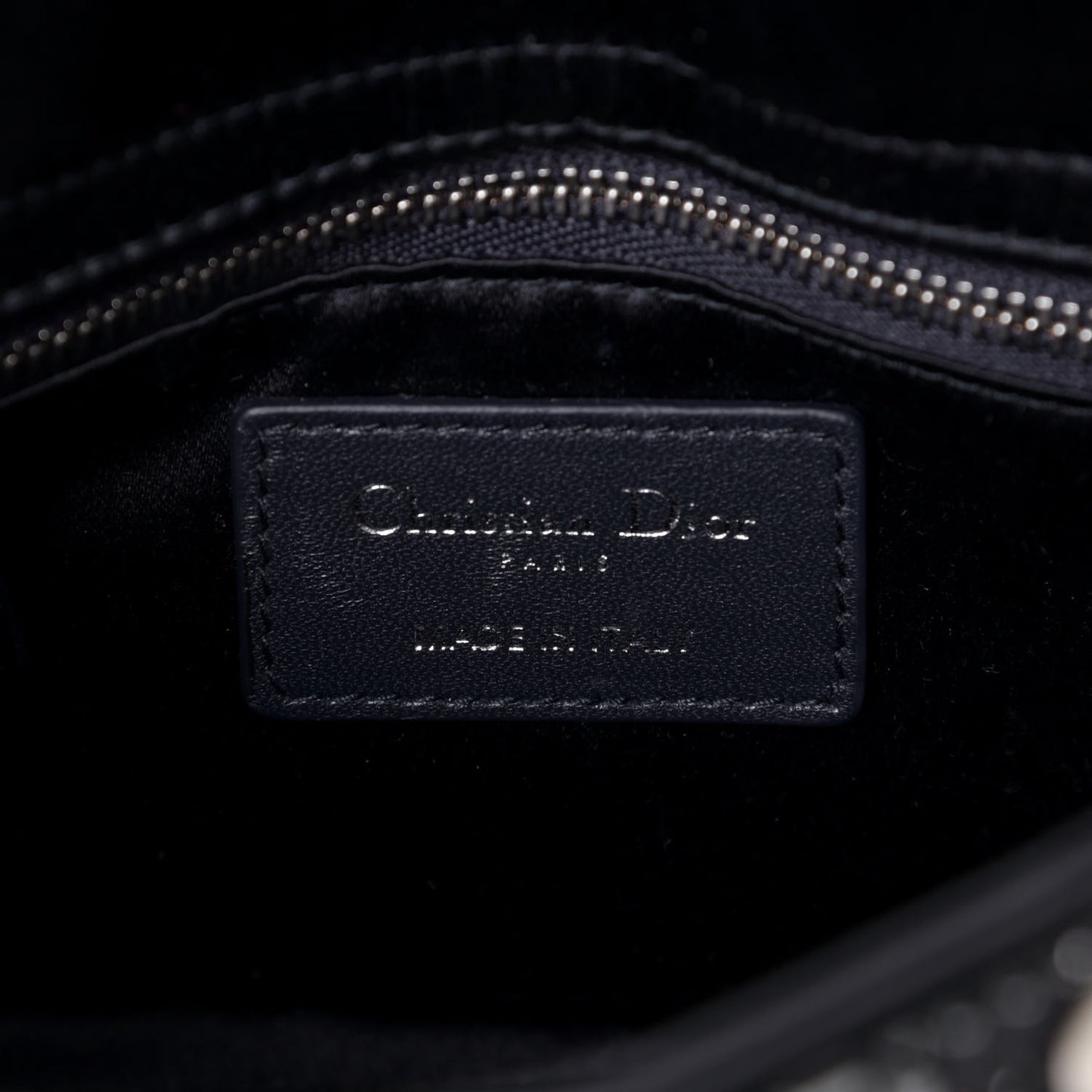 Satin Crystal Cannage Mini Lady Dior Navy
