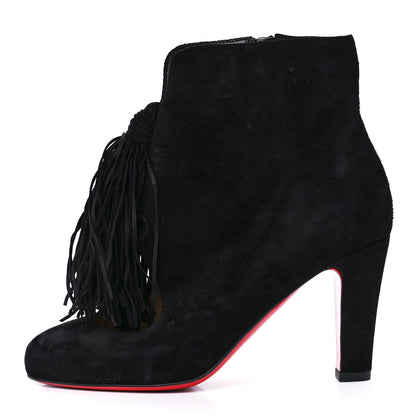 Christian Louboutin Veau Velours Fringe Ankle Boots 35.5 Black 1 of 7