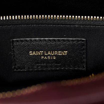 Saint Laurent Grain de Poudre Matelasse Chevron Small Tribeca Shopping Bag Rouge Legoin 7 of 11