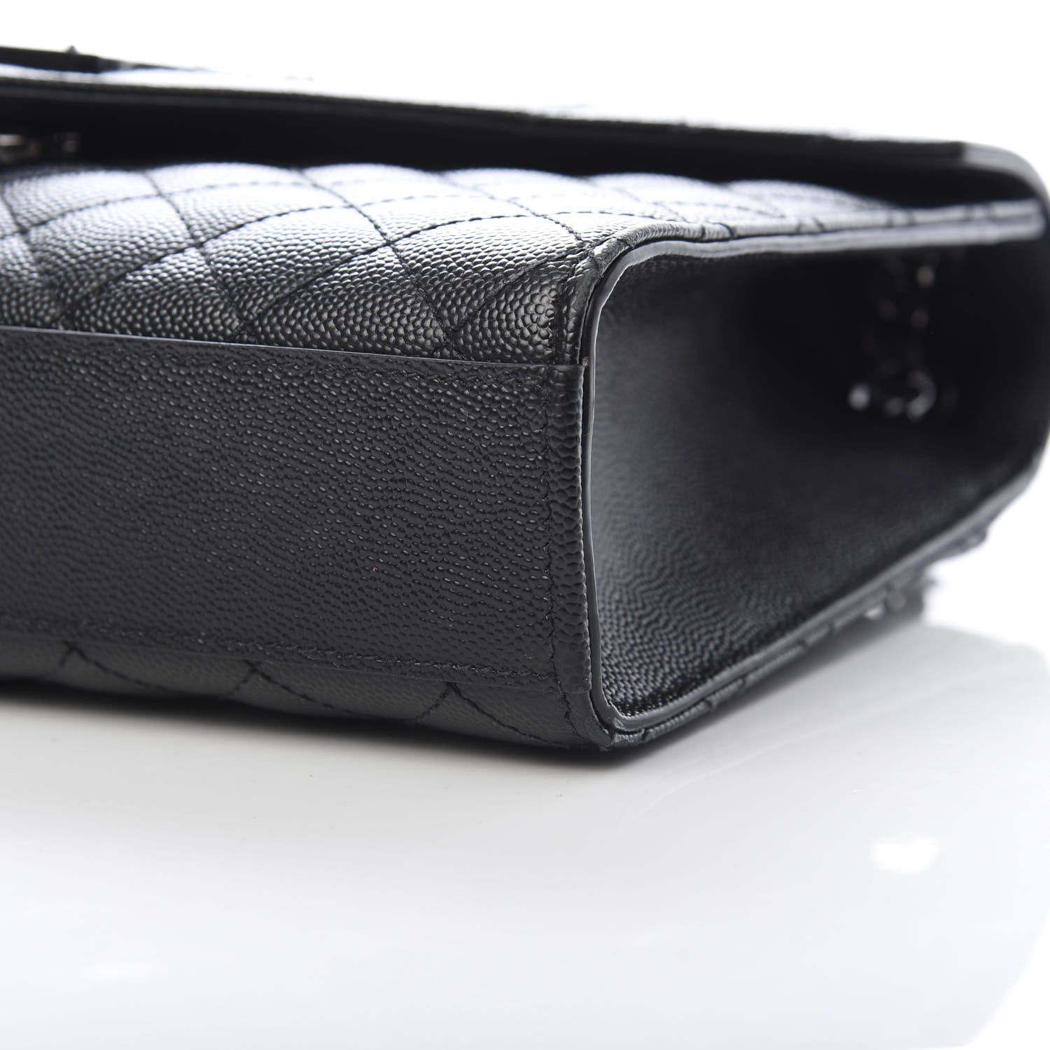Saint Laurent Grain De Poudre Textured Mixed Matelasse Triquilt Medium Monogram Satchel Black 10 of 12