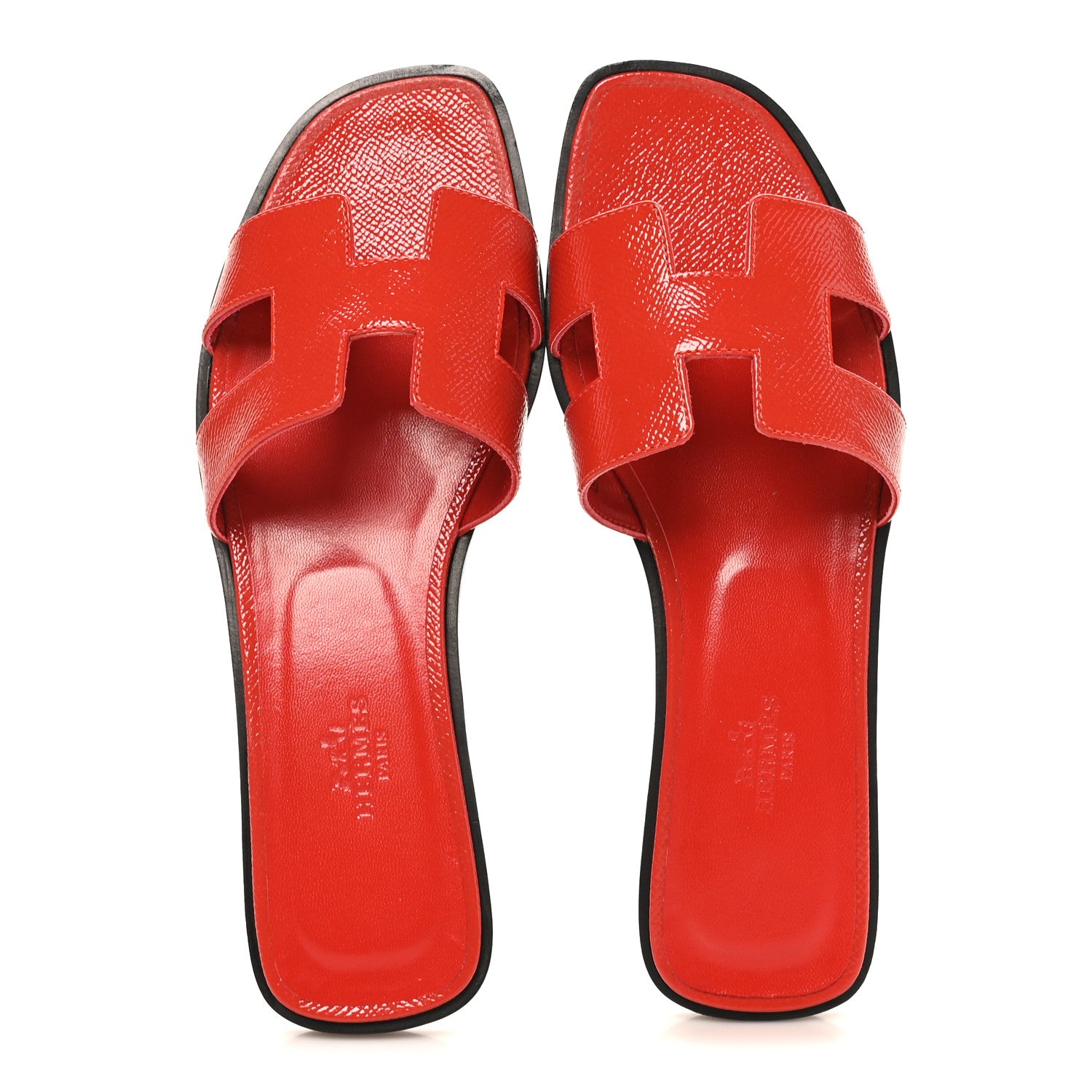Hermes Patent Epsom Oran Sandals 37.5 Jasper Rouge 2 of 8