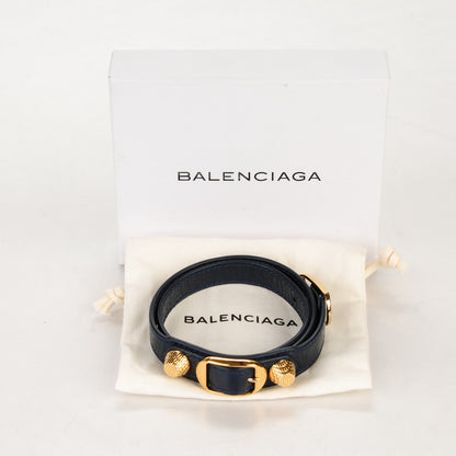 Balenciaga Agneau Giant 12 Gold Hardware Triple Tour Bracelet S Bleu Obscur 7 of 7