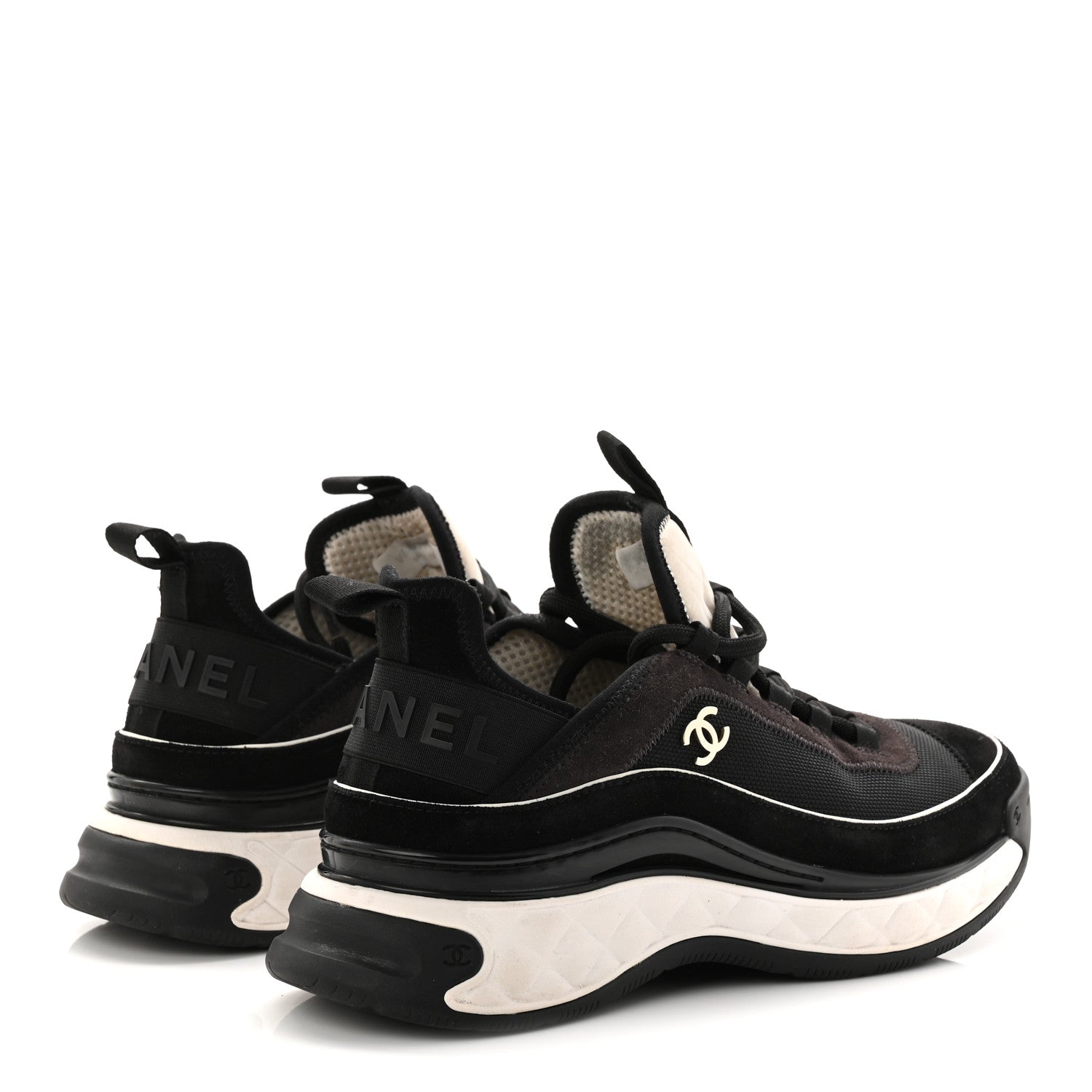 Chanel Fabric Suede CC Sneakers 39 Black 5 of 10