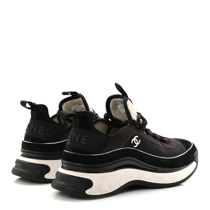 Chanel Fabric Suede CC Sneakers 39 Black 5 of 10