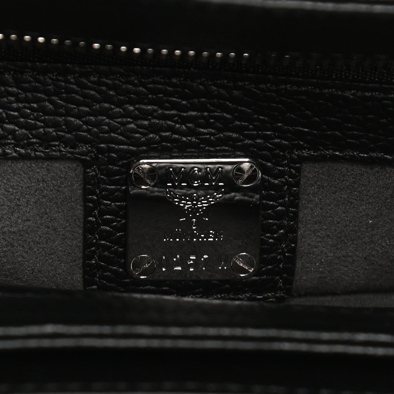 MCM Visetos Calfskin Spot Park Avenue Medium Shoulder Bag Dark Grey Black 6 of 10
