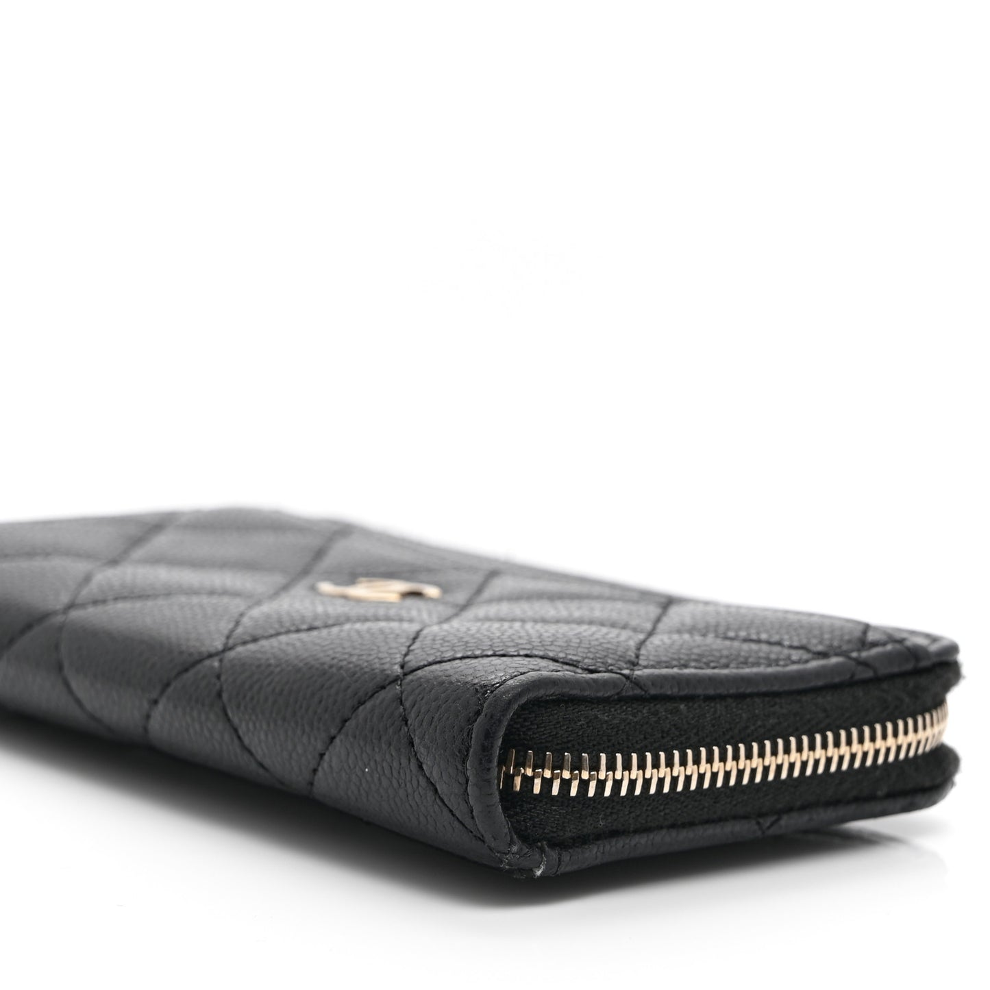 Caviar Quilted CC Zip Around Card Holder Black