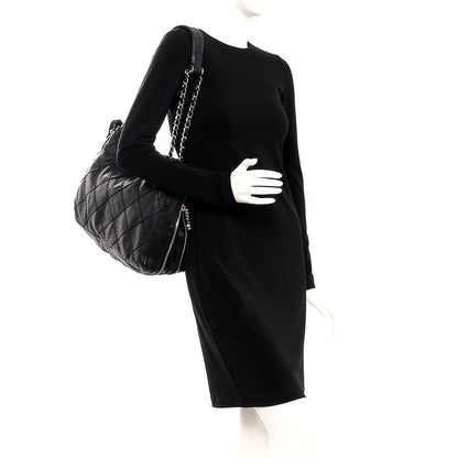 Chanel Lambskin Stitched Expandable Tote Black 2 of 9