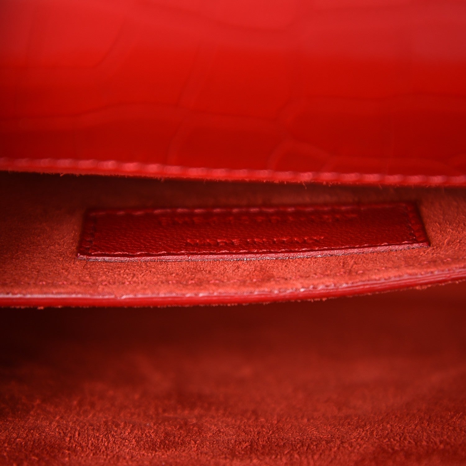 Saint Laurent Calfskin Crocodile Embossed Medium Monogram Sunset Rouge Eros 9 of 9