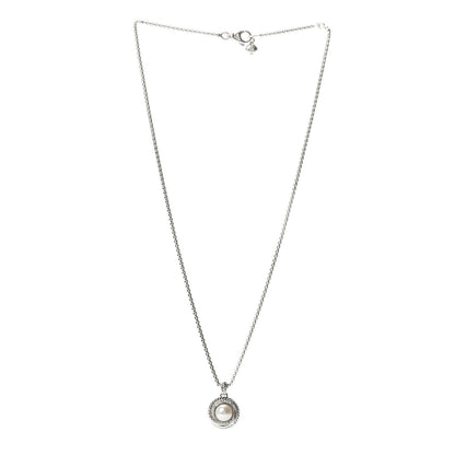 David Yurman Sterling Silver Diamond Pearl 8mm Crossover Pendant Necklace 3 of 4