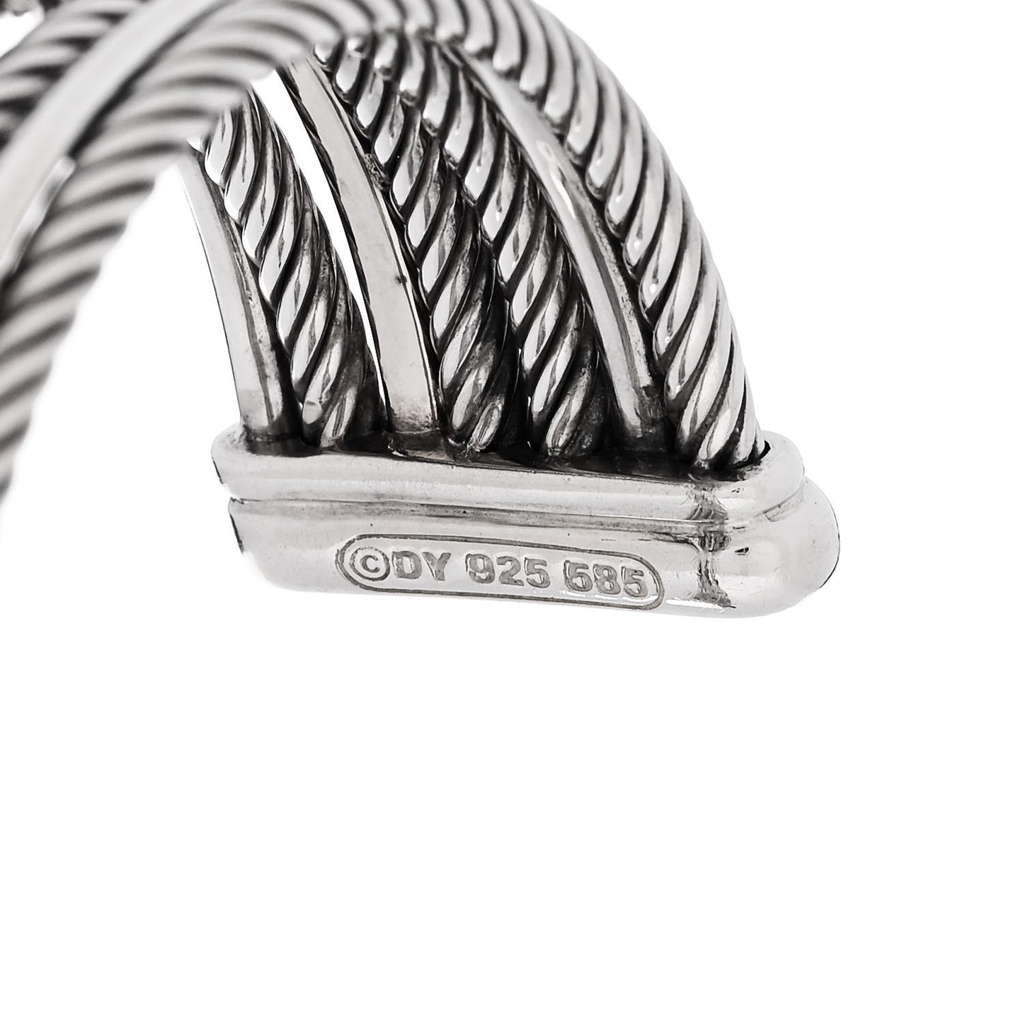 Sterling Silver 14K White Gold Black Diamond Crossover Four Row Cuff Bracelet