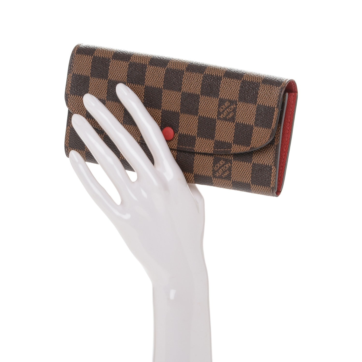 Louis Vuitton Damier Ebene Emilie Wallet Red 2 of 6