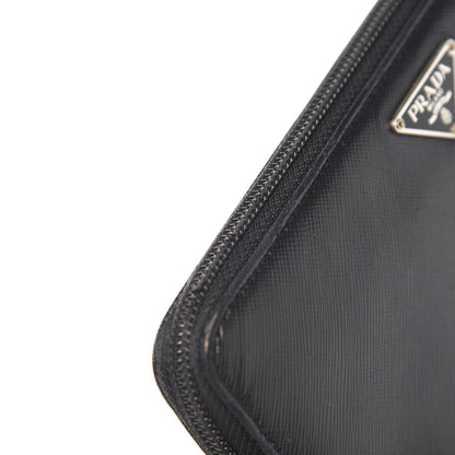 Prada Saffiano Triangle Zip Around Wallet Black 7 of 11