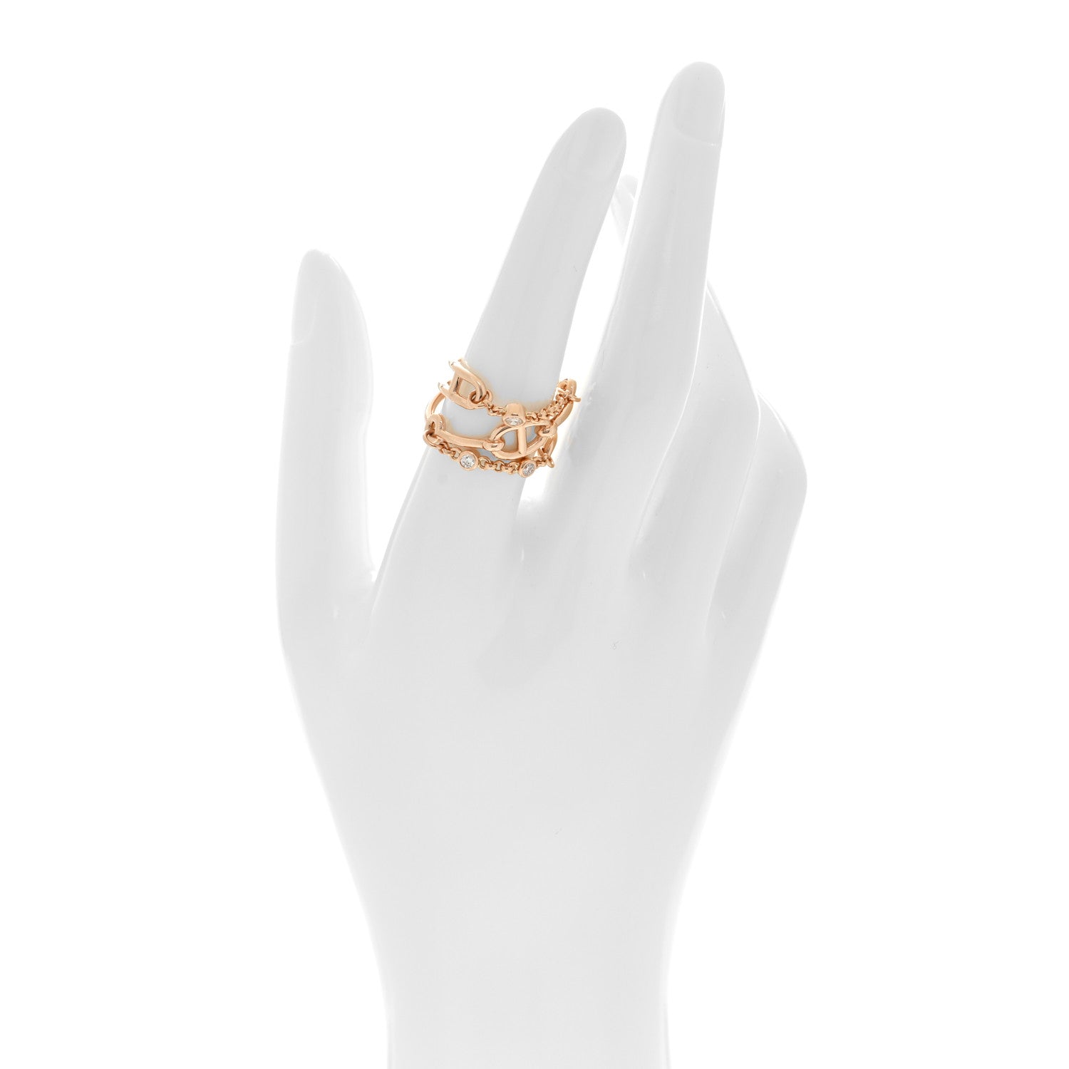 Hermes 18K Rose Gold Diamond MM Chaine d'Ancre Chaos Ring 54 6.75 2 of 4