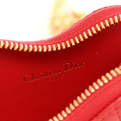 Christian Dior Calfskin Cannage Dioramour Caro Heart Pouch With Chain Bright Red 6 of 8