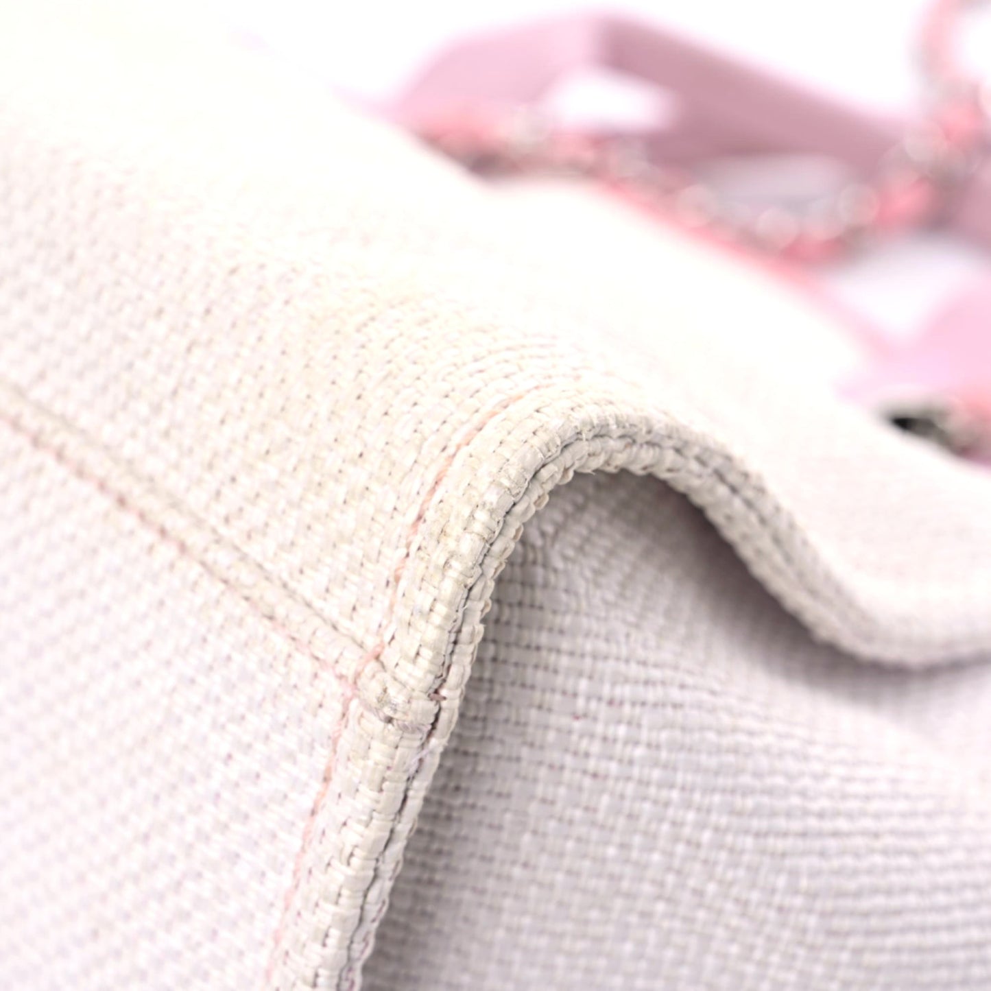 Woven Straw Raffia Medium Deauville Tote Pink