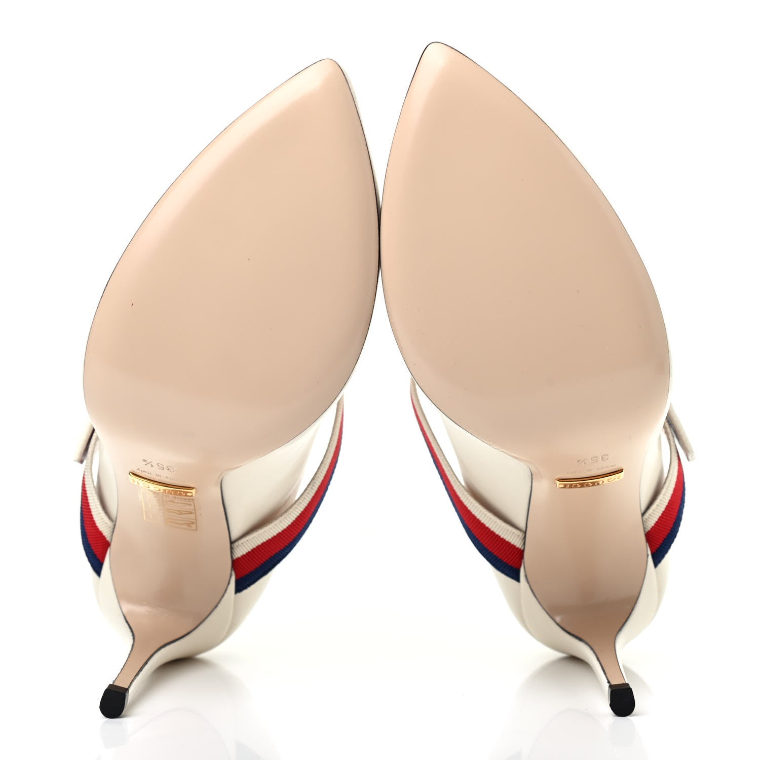 Gucci Malaga Kid Sylvie High Heel Pumps 35.5 White 5 of 9