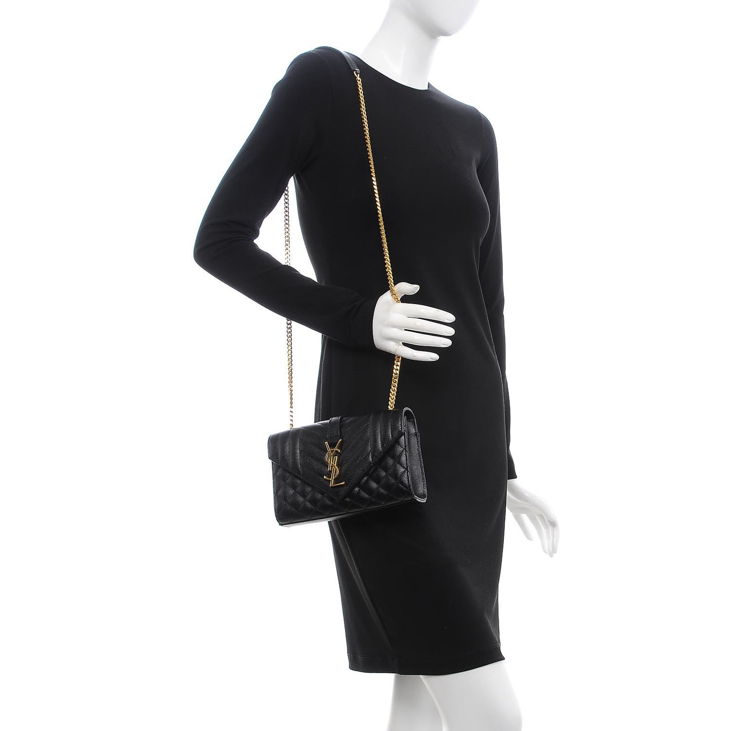 Grain De Poudre Textured Mixed Matelasse Triquilt Small Monogram Satchel Black