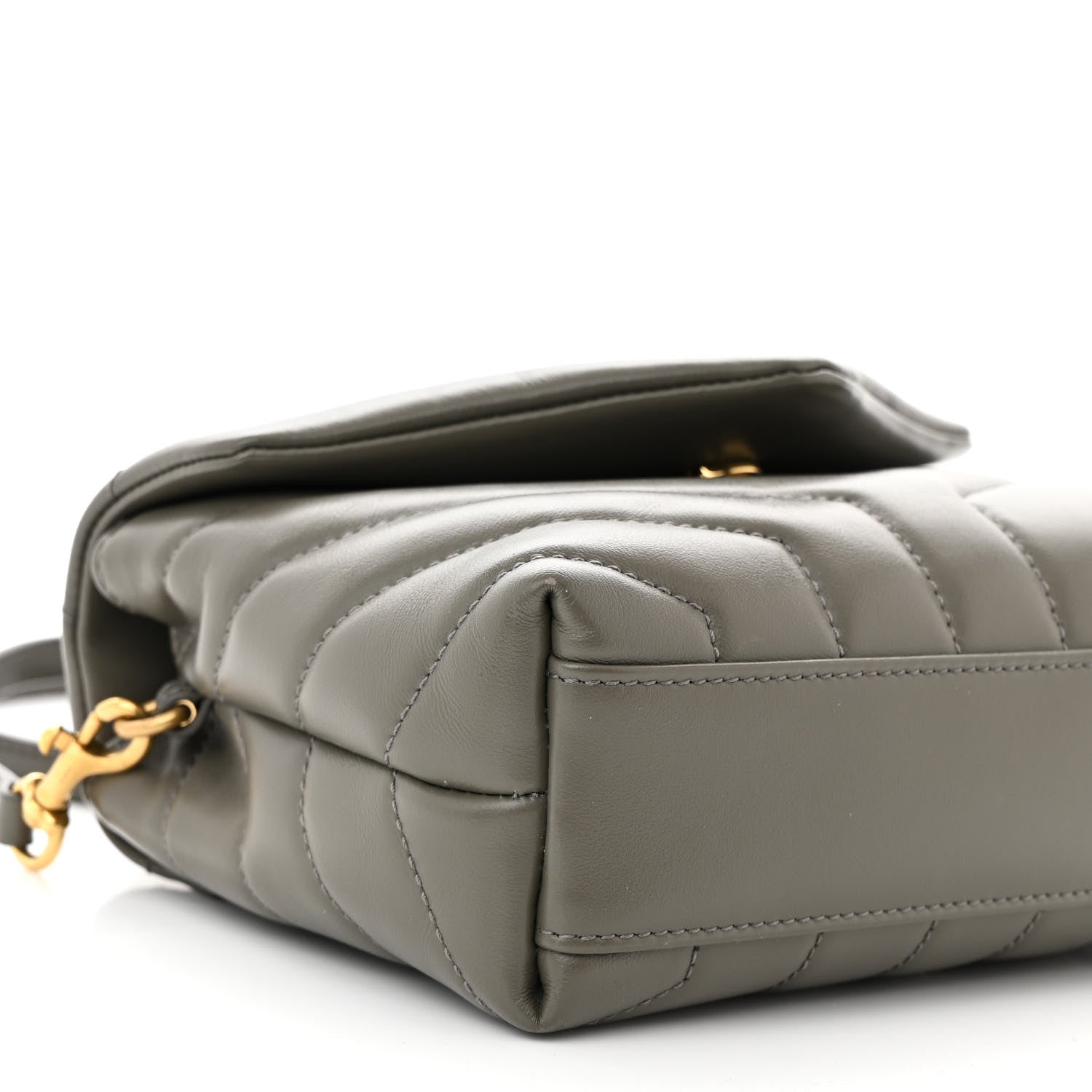 Saint Laurent Calfskin Y Quilted Monogram Toy Loulou Crossbody Bag Grey Kaki 9 of 11