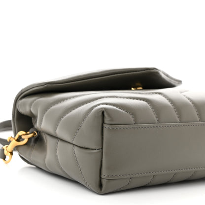 Saint Laurent Calfskin Y Quilted Monogram Toy Loulou Crossbody Bag Grey Kaki 9 of 11