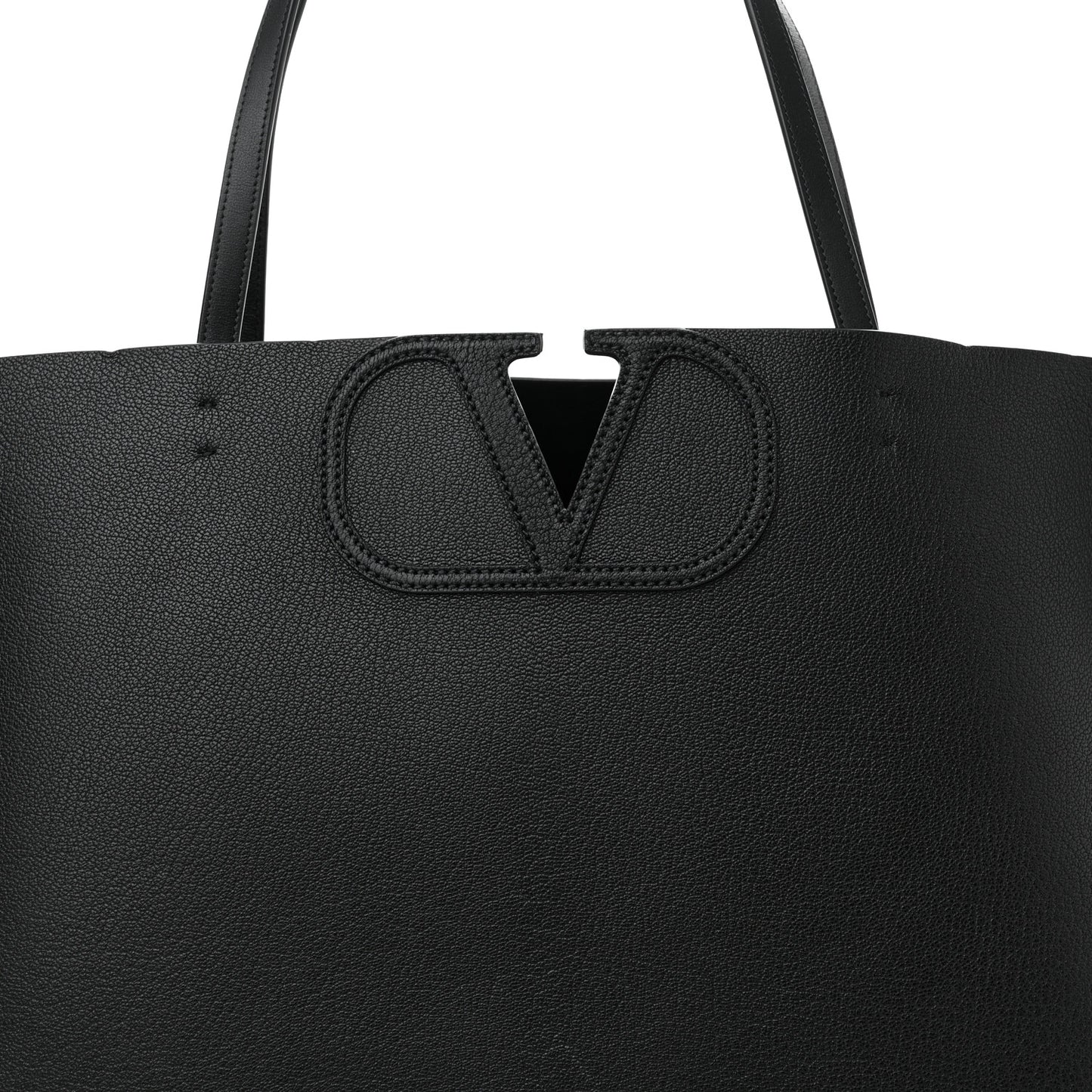 Calfskin Large Vlogo Tote Black