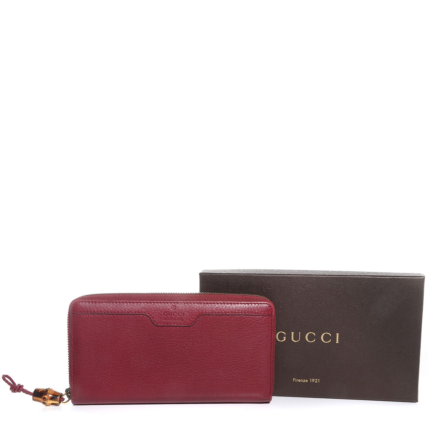 Gucci Soft Deerskin Hip Bamboo Zip Around Wallet Raspberry Candy 5 of 8