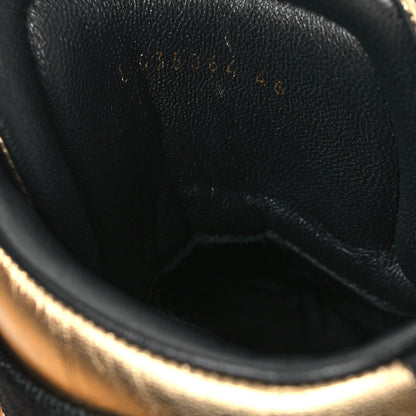 Chanel Metallic Satin Lambskin Mens Logo High Top Sneakers 46 Gold Burgundy 8 of 9